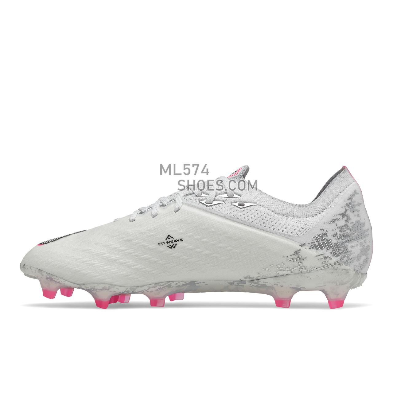 New Balance Furon V6+ Pro FG - Men's Soccer - White with Silver and Alpha Pink - MSF1FP65