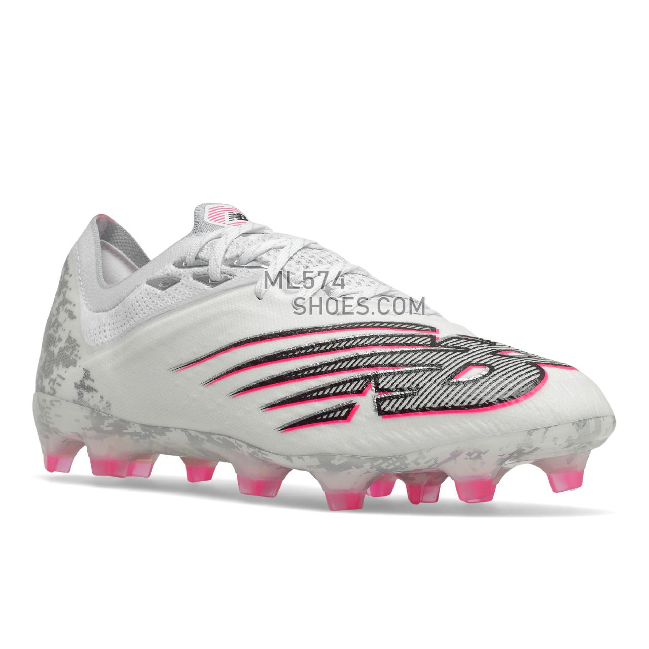 New Balance Furon V6+ Pro FG - Men's Soccer - White with Silver and Alpha Pink - MSF1FP65