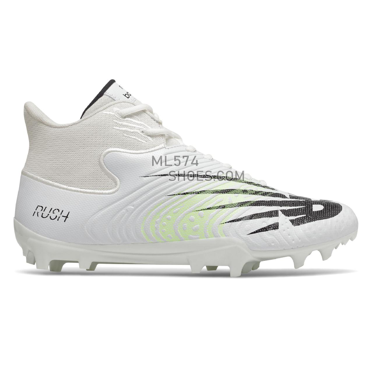 New Balance RushV3 Mid - Men's Turf And Lacrosse Cleats - White with Bleached Lime Glo - RUSHMW3