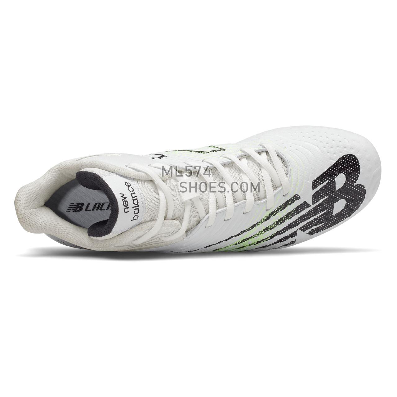New Balance RushV3 Mid - Men's Turf And Lacrosse Cleats - White with Bleached Lime Glo - RUSHMW3