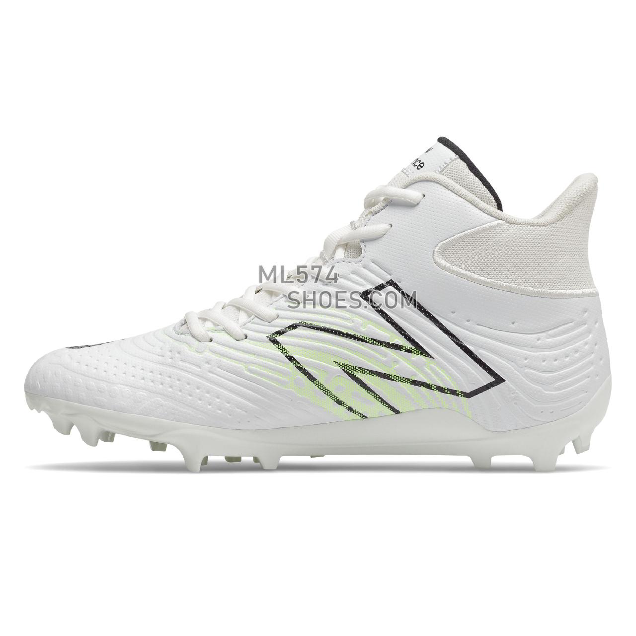 New Balance RushV3 Mid - Men's Turf And Lacrosse Cleats - White with Bleached Lime Glo - RUSHMW3