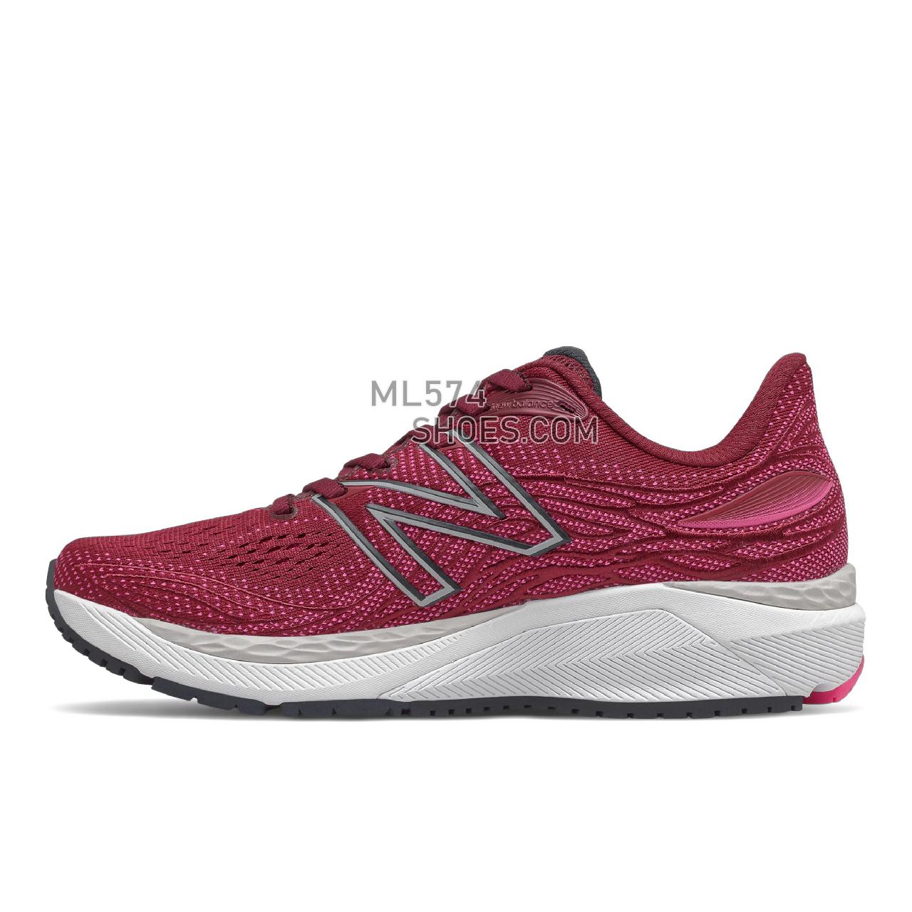 New Balance Fresh Foam X 860v12 - Women's Stability Running - Garnet with Pink Glo - W860P12