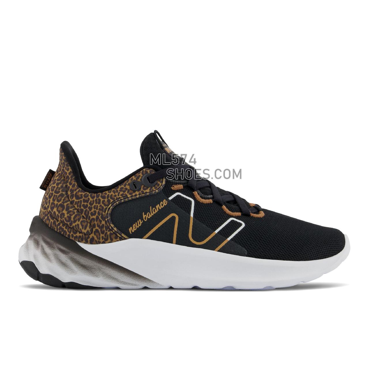 New Balance Fresh Foam Roav v2 - Women's Neutral Running - Black with White and Copper Metallic - WROAVBC2