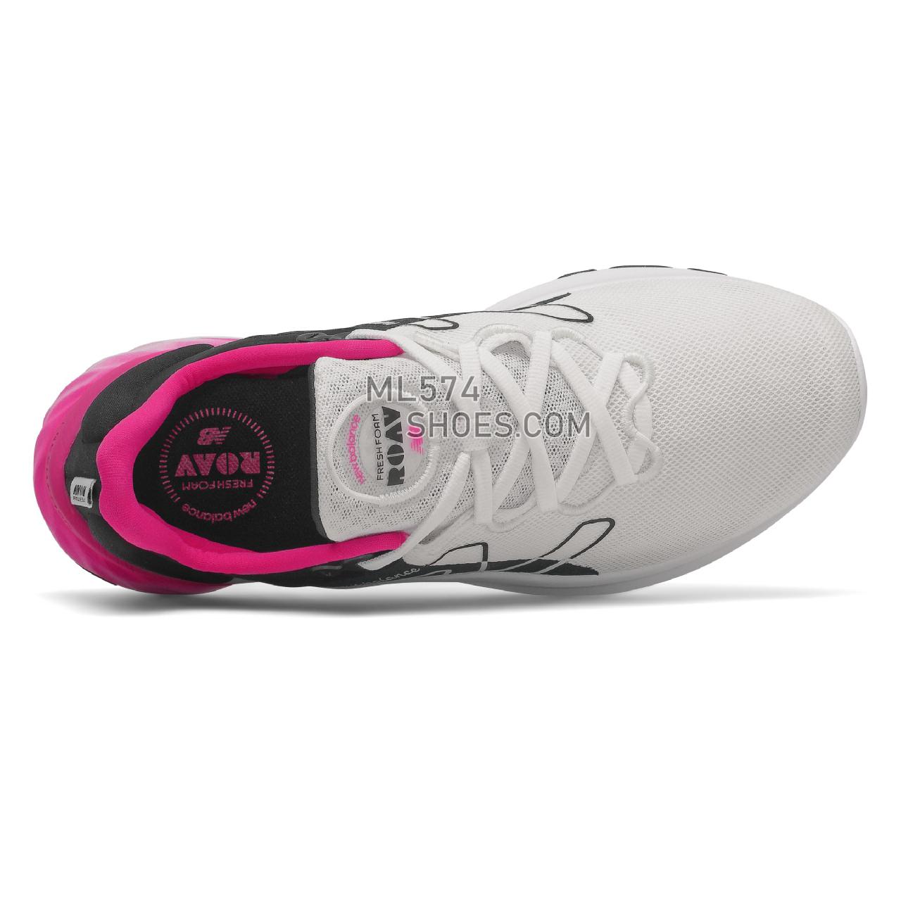New Balance Fresh Foam Roav v2 - Women's Neutral Running - White with Black and Pink Glo - WROAVSW2