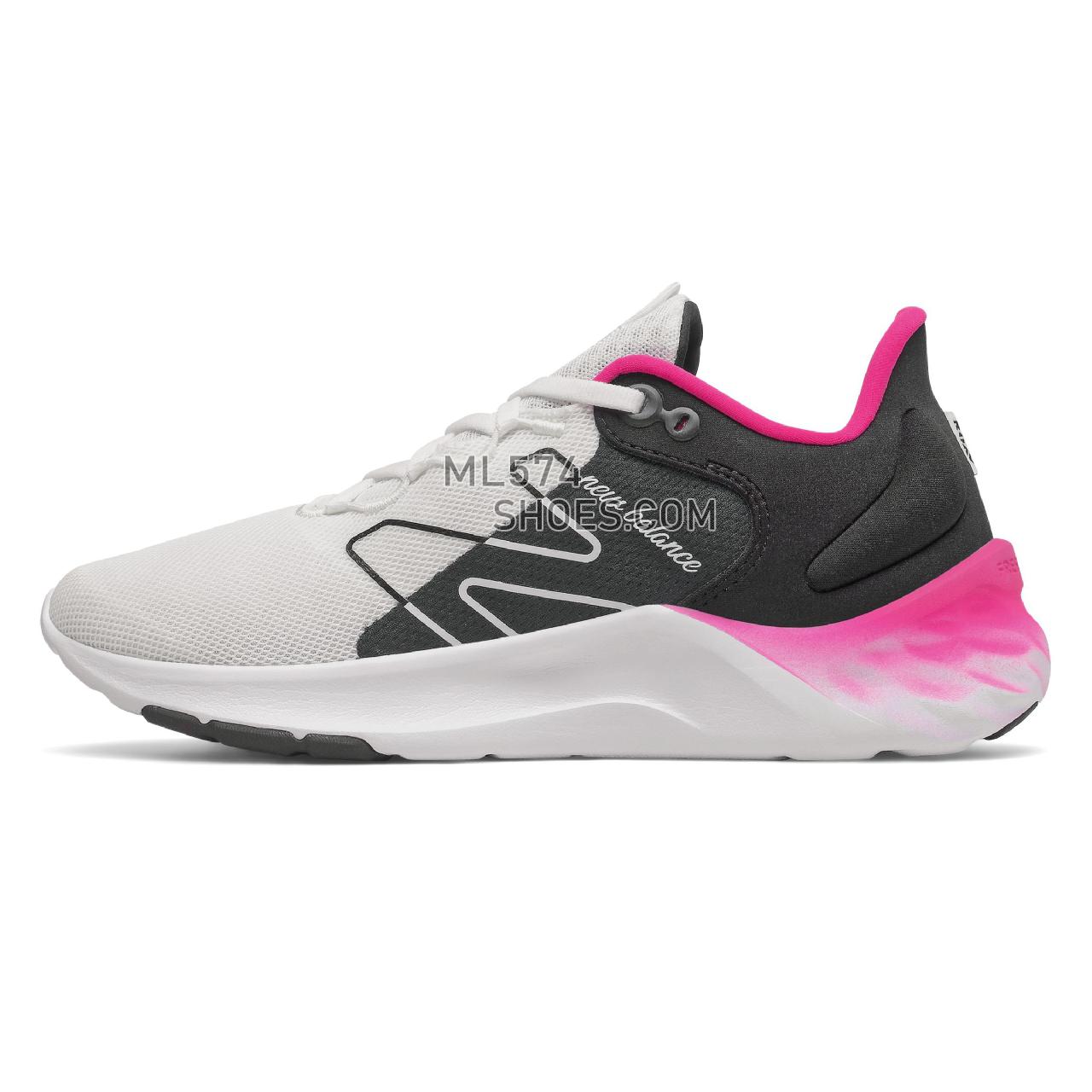 New Balance Fresh Foam Roav v2 - Women's Neutral Running - White with Black and Pink Glo - WROAVSW2