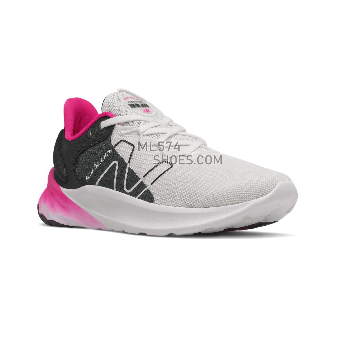 New Balance Fresh Foam Roav v2 - Women's Neutral Running - White with Black and Pink Glo - WROAVSW2