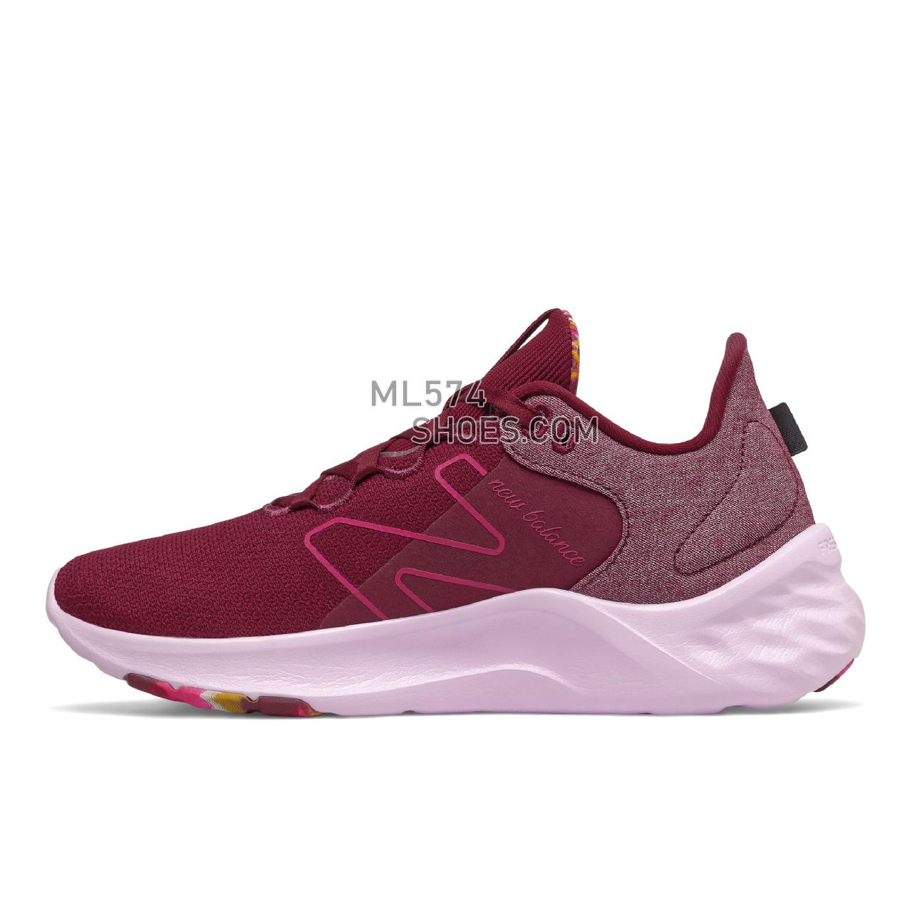 New Balance Fresh Foam Roav v2 - Women's Neutral Running - Garnet with Pink Glo - WROAVMR2