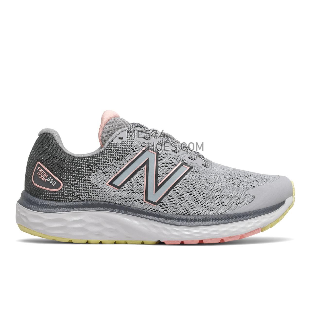 New Balance Fresh Foam 680v7 - Women's Neutral Running - Silver mink with thunder and white mint - W680LG7