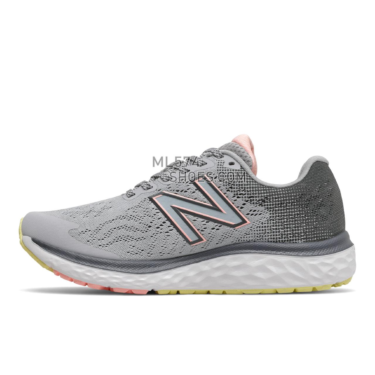 New Balance Fresh Foam 680v7 - Women's Neutral Running - Silver mink with thunder and white mint - W680LG7