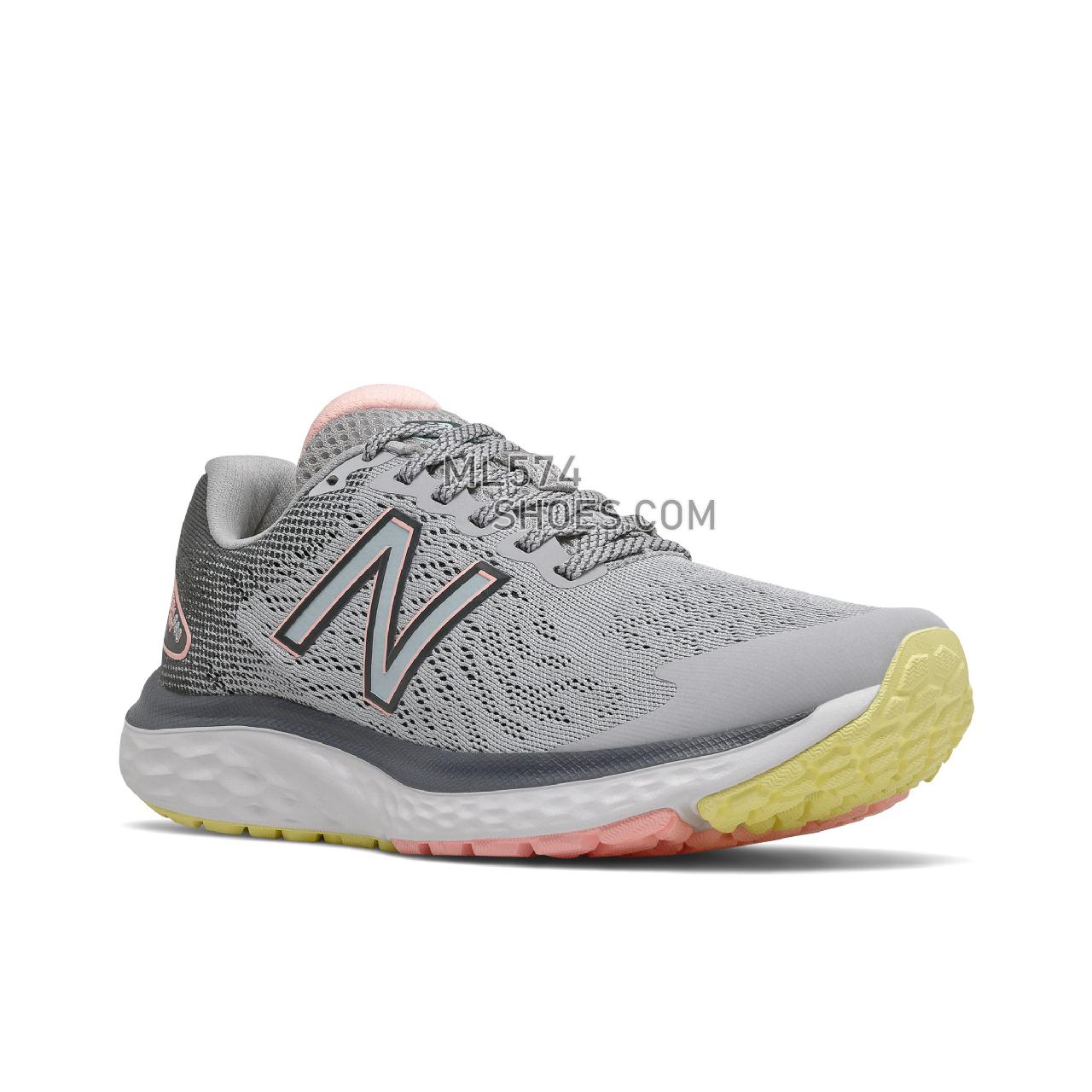 New Balance Fresh Foam 680v7 - Women's Neutral Running - Silver mink with thunder and white mint - W680LG7