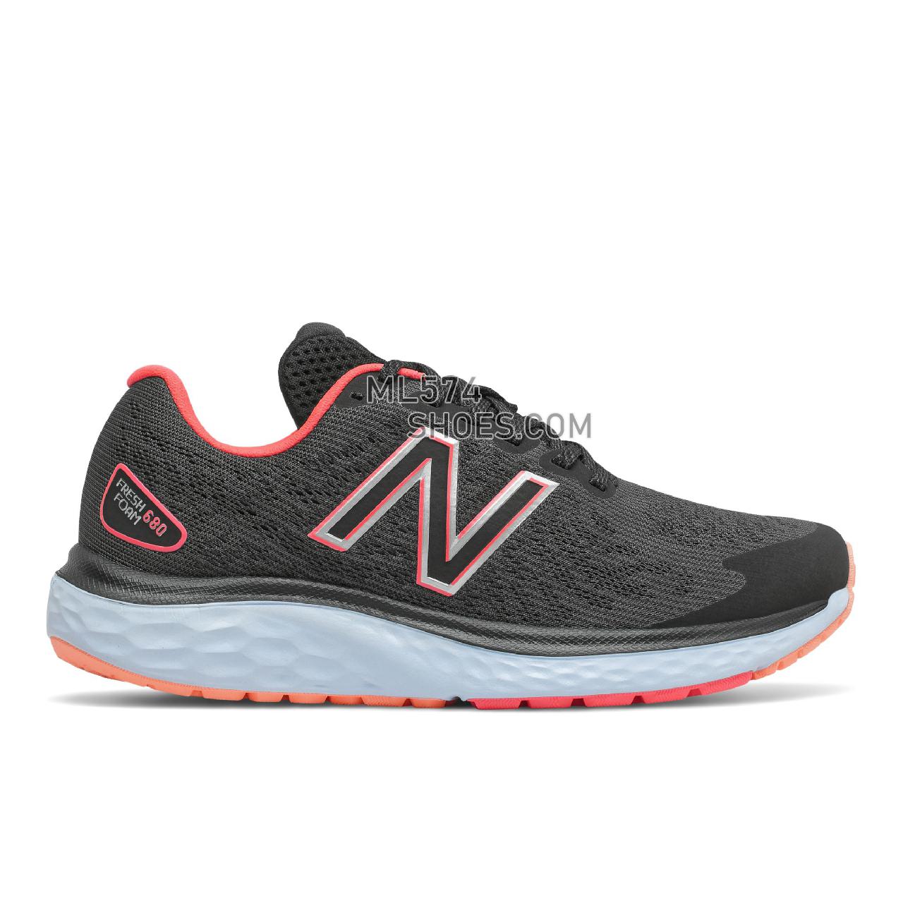 New Balance Fresh Foam 680v7 - Women's Neutral Running - Black with vivid coral and citrus punch - W680LF7