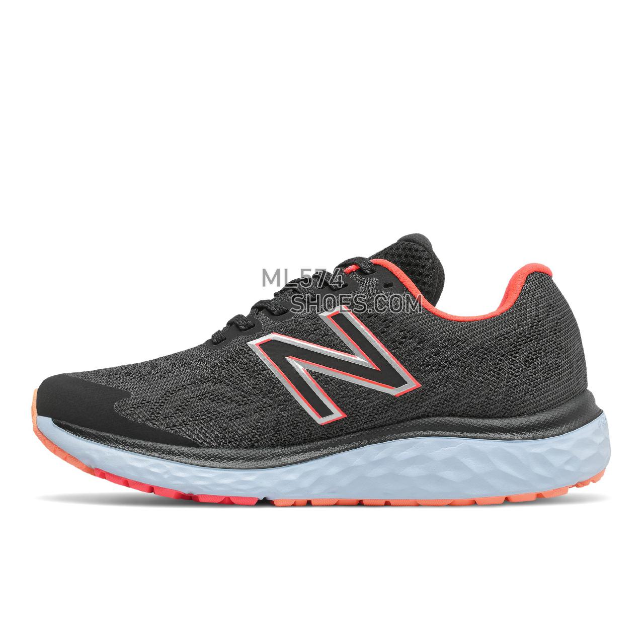 New Balance Fresh Foam 680v7 - Women's Neutral Running - Black with vivid coral and citrus punch - W680LF7