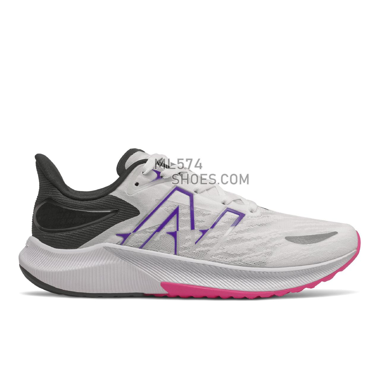 New Balance FuelCell Propel v3 - Women's Neutral Running - White with Pink Glo and Deep Violet - WFCPRLM3