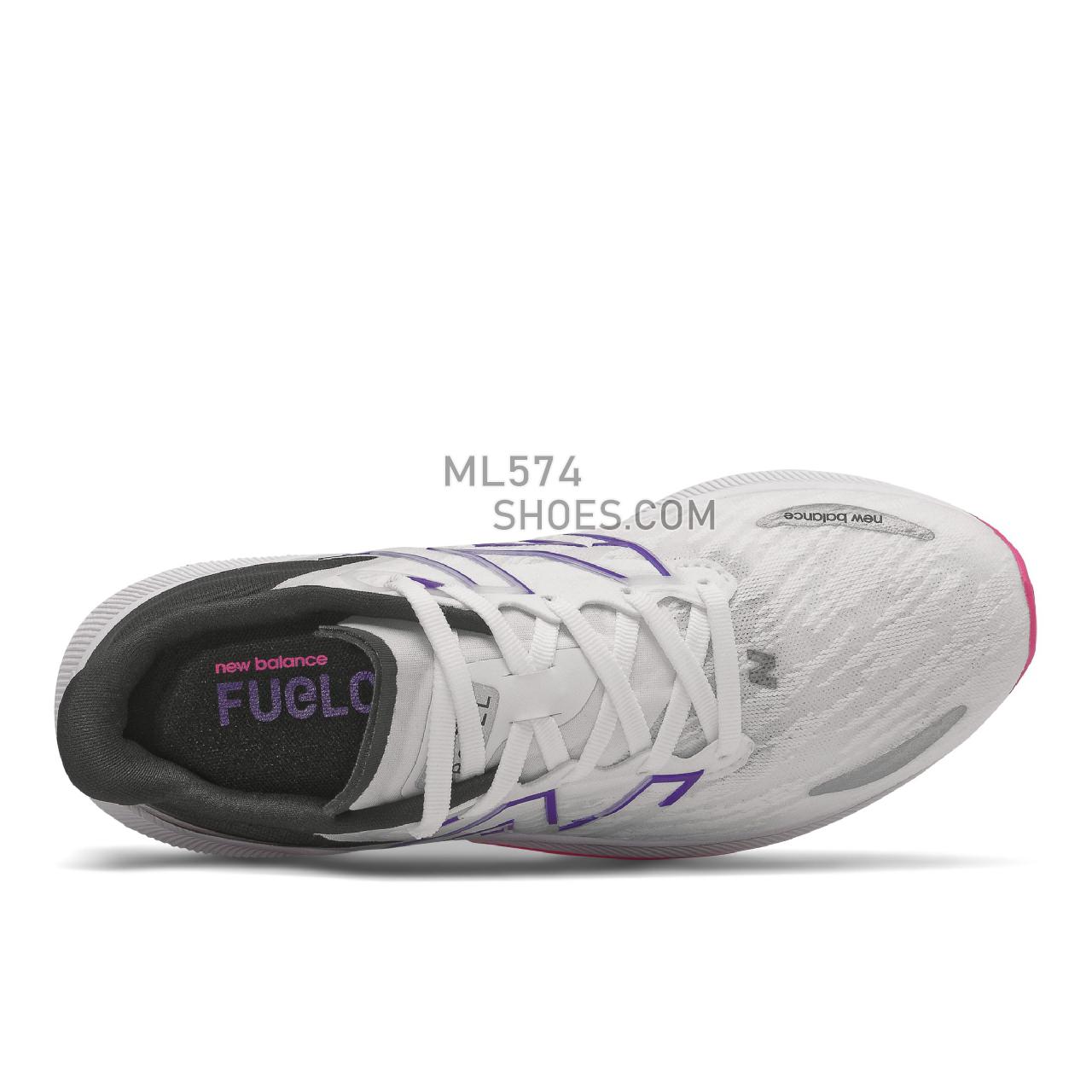 New Balance FuelCell Propel v3 - Women's Neutral Running - White with Pink Glo and Deep Violet - WFCPRLM3
