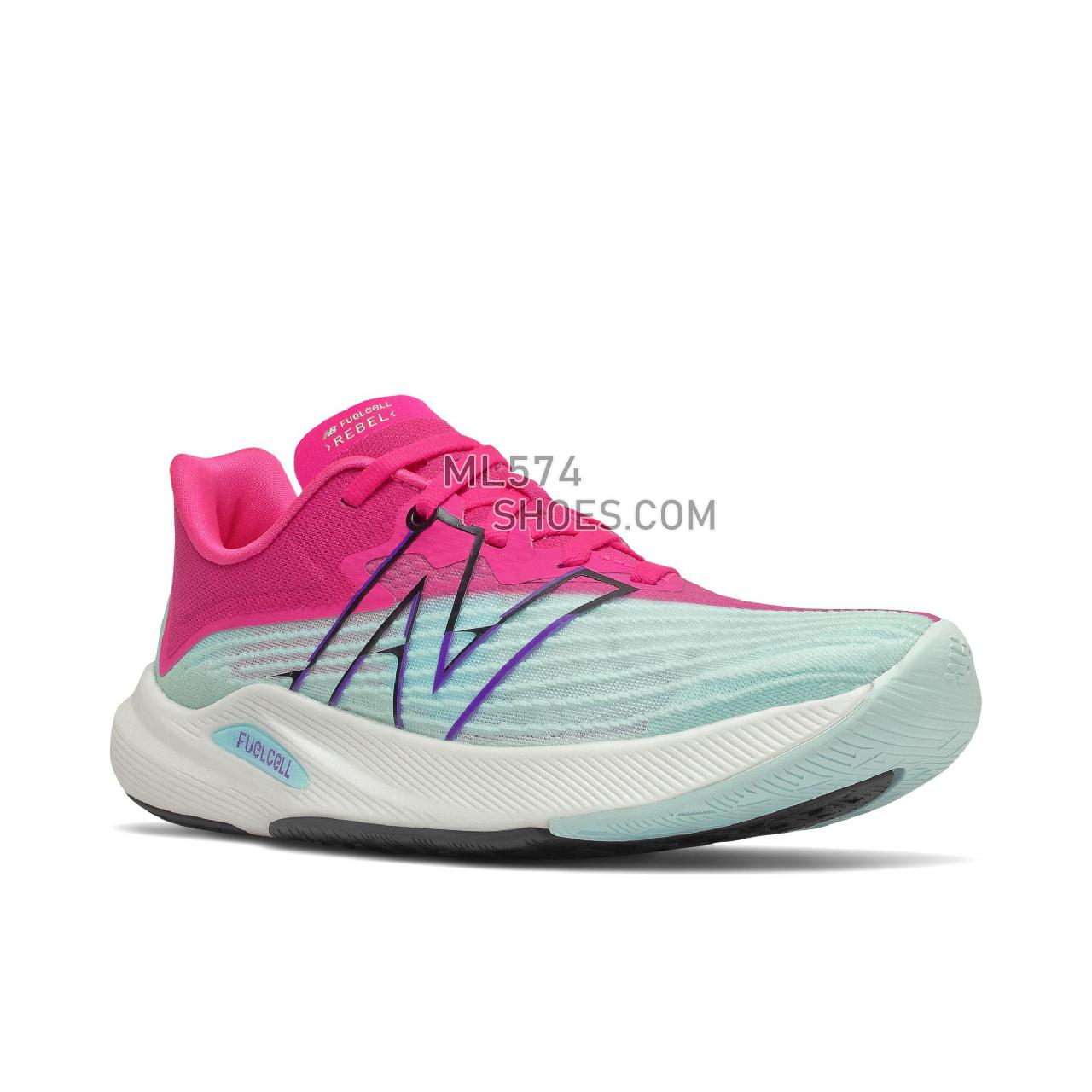 New Balance FuelCell Rebel v2 - Women's Neutral Running - Pale Blue Chill with Pink Glo - WFCXCP2