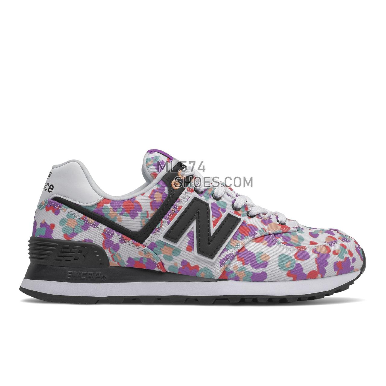 New Balance 574 - Women's Classic Sneakers - White with Heliotrope - WL574WM2