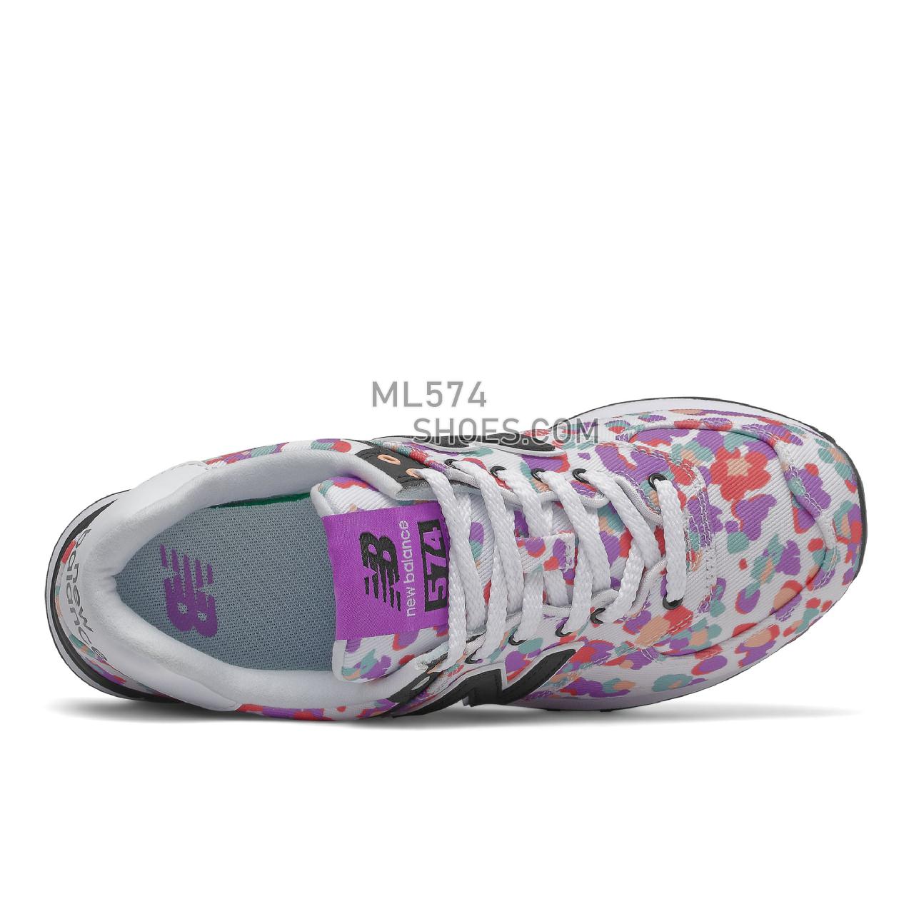 New Balance 574 - Women's Classic Sneakers - White with Heliotrope - WL574WM2