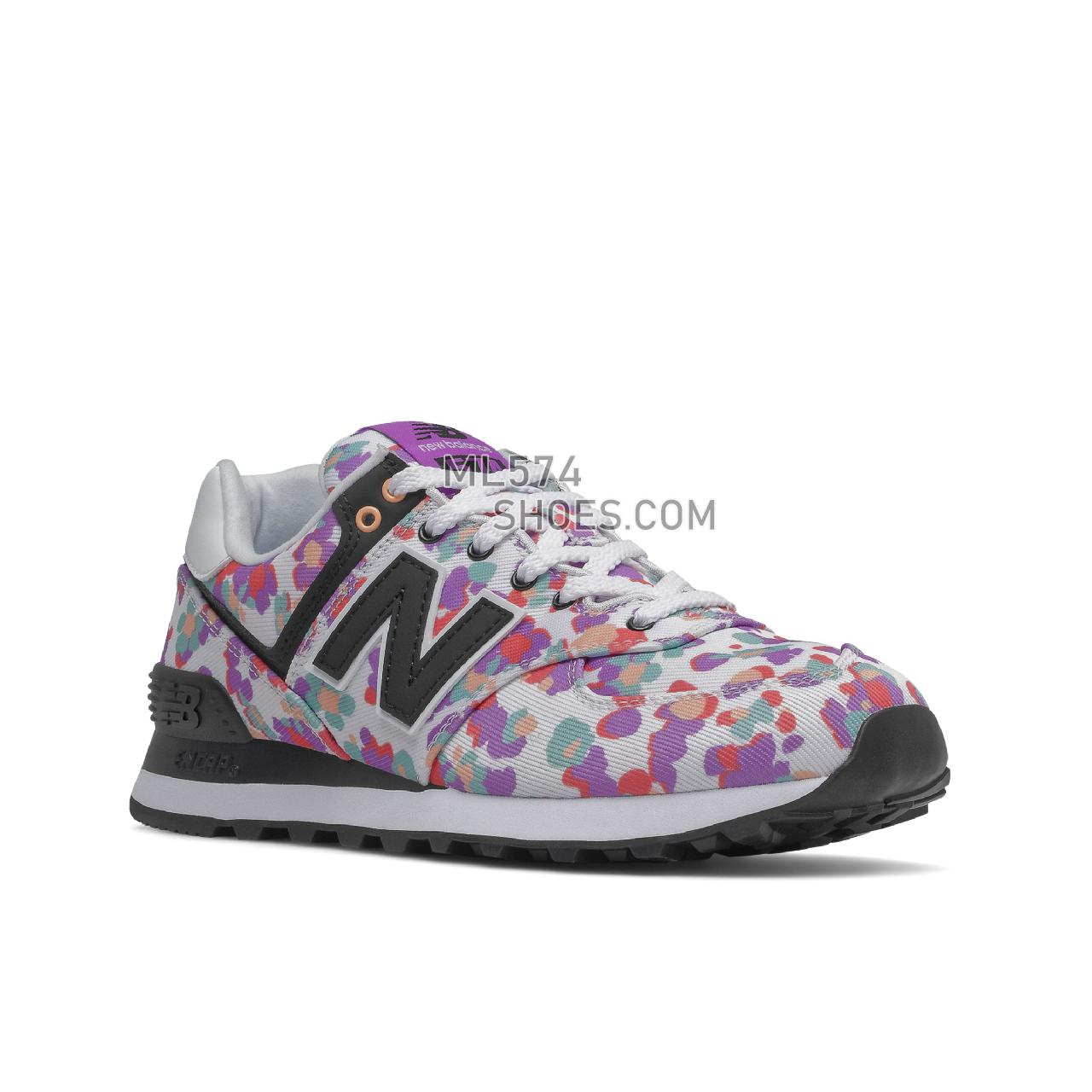 New Balance 574 - Women's Classic Sneakers - White with Heliotrope - WL574WM2