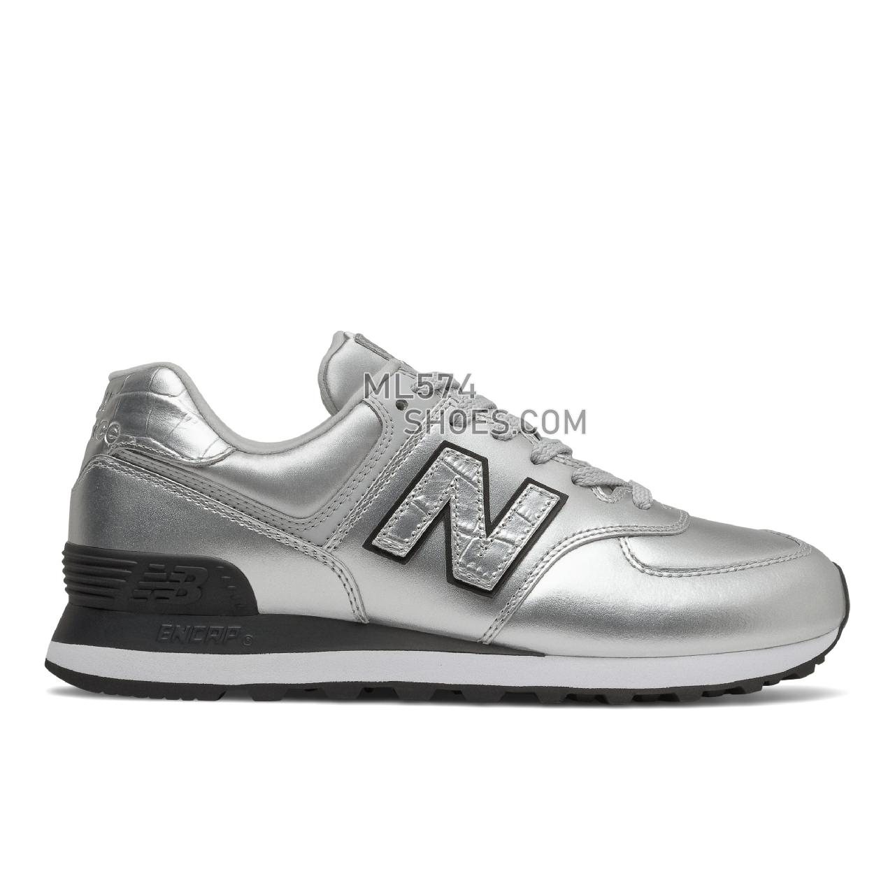 New Balance 574 - Women's Classic Sneakers - Silver with Black - WL574PN2