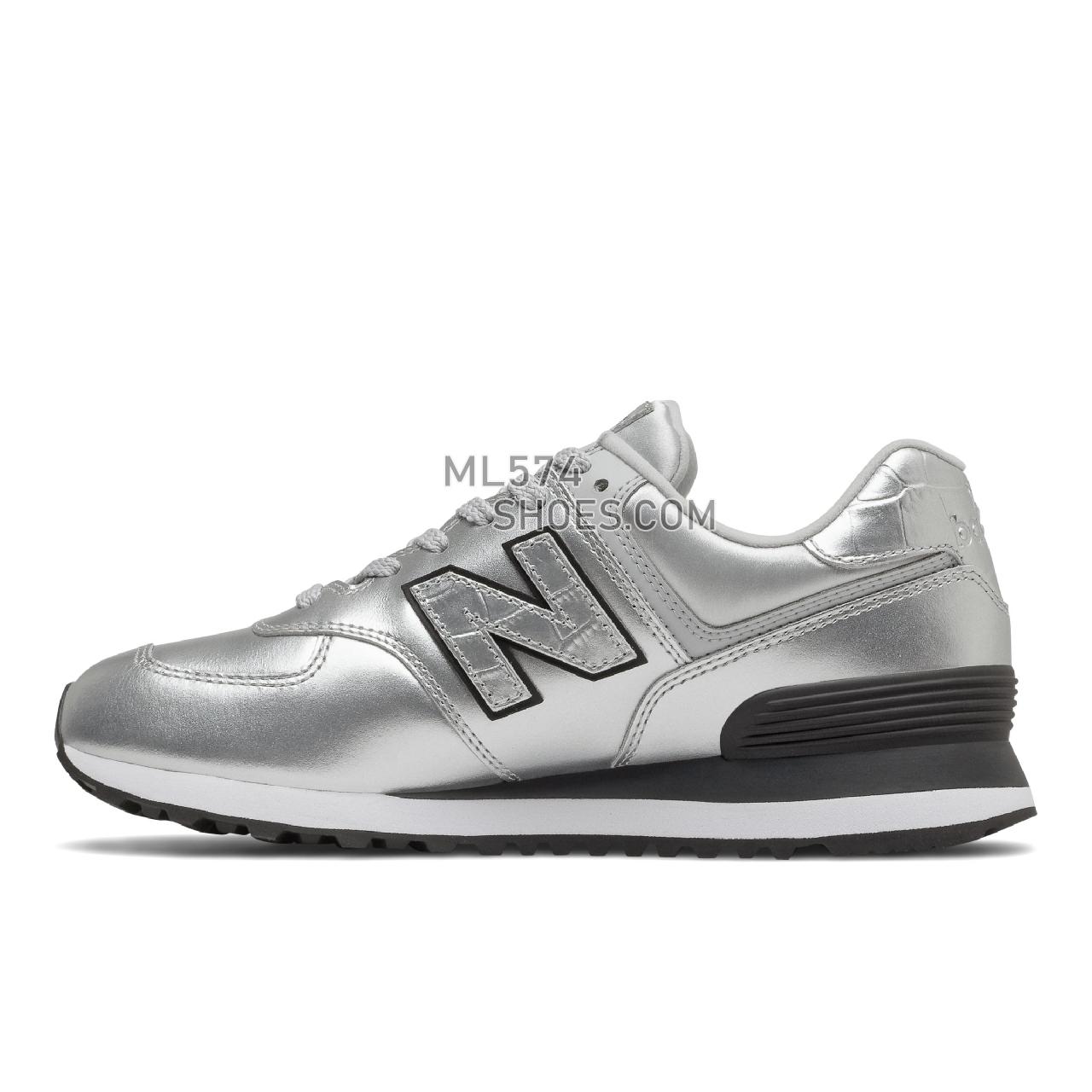 New Balance 574 - Women's Classic Sneakers - Silver with Black - WL574PN2