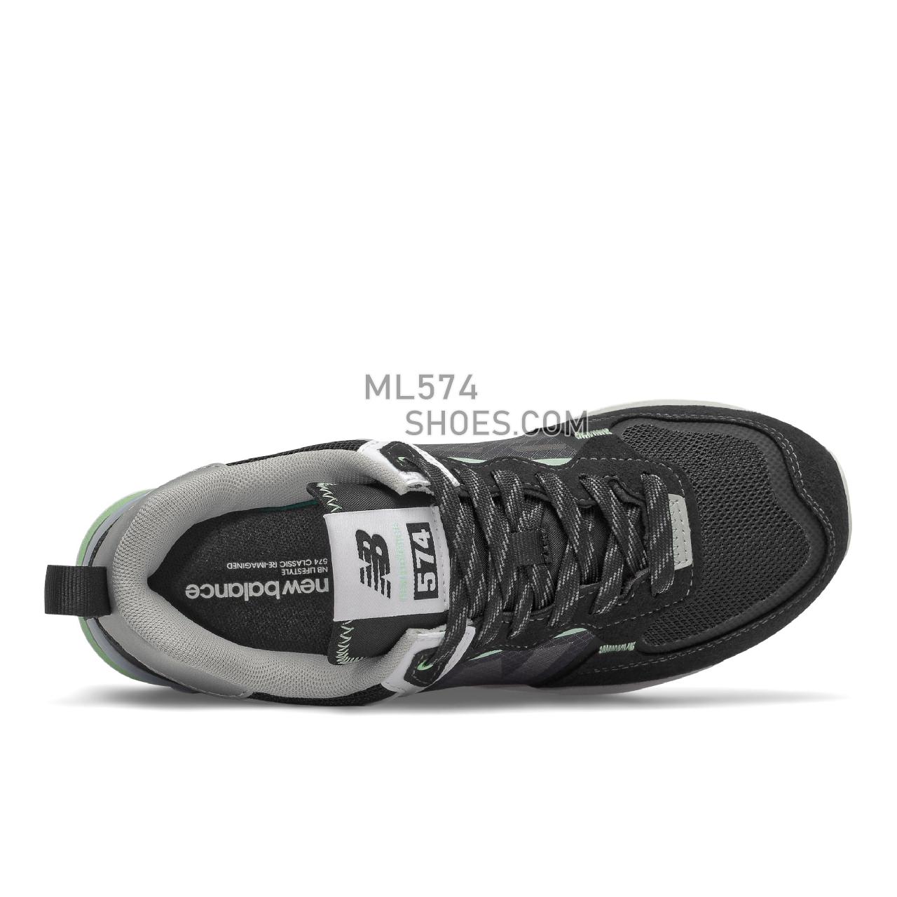 New Balance 574 - Women's Classic Sneakers - Black with Powder Green - WL574IU2