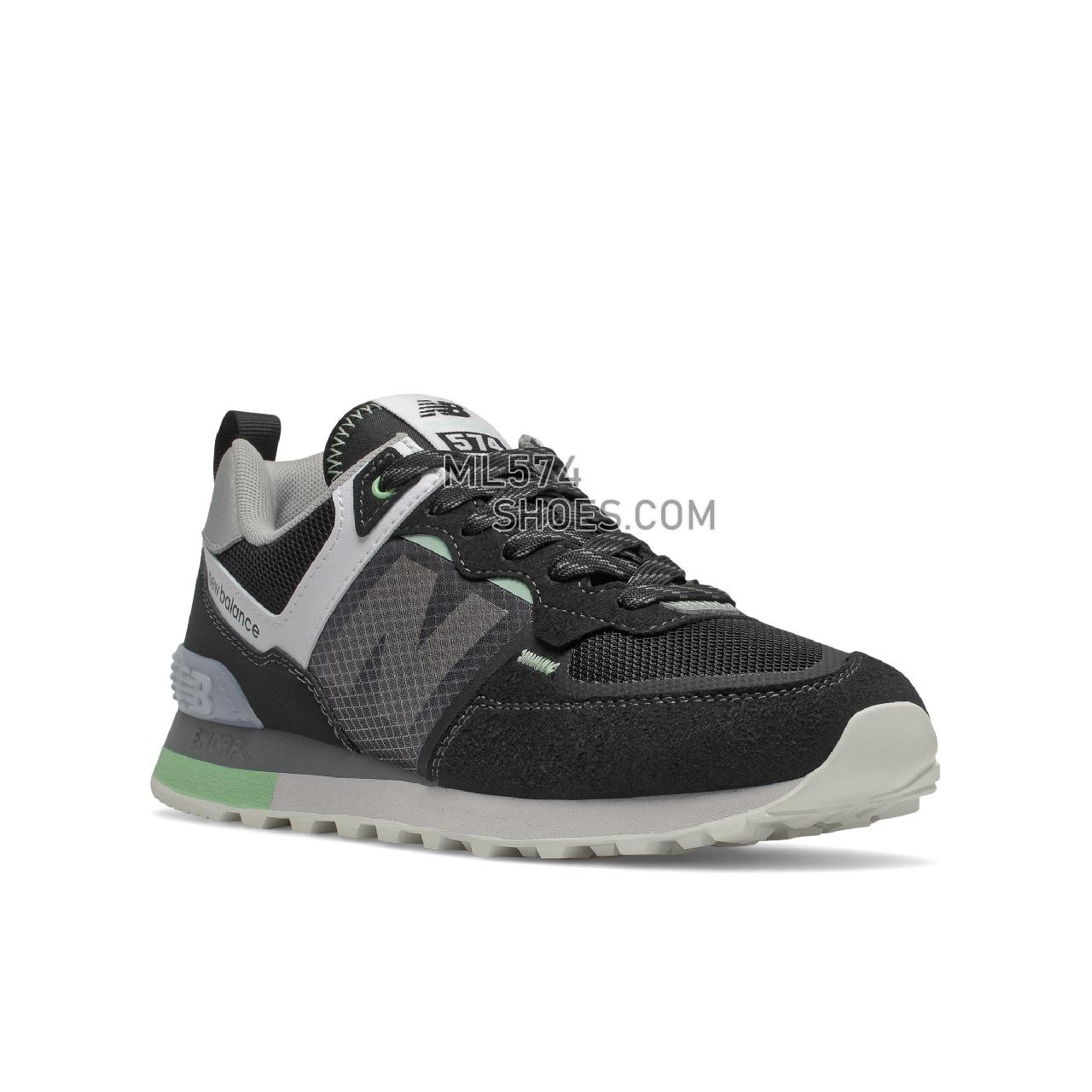 New Balance 574 - Women's Classic Sneakers - Black with Powder Green - WL574IU2