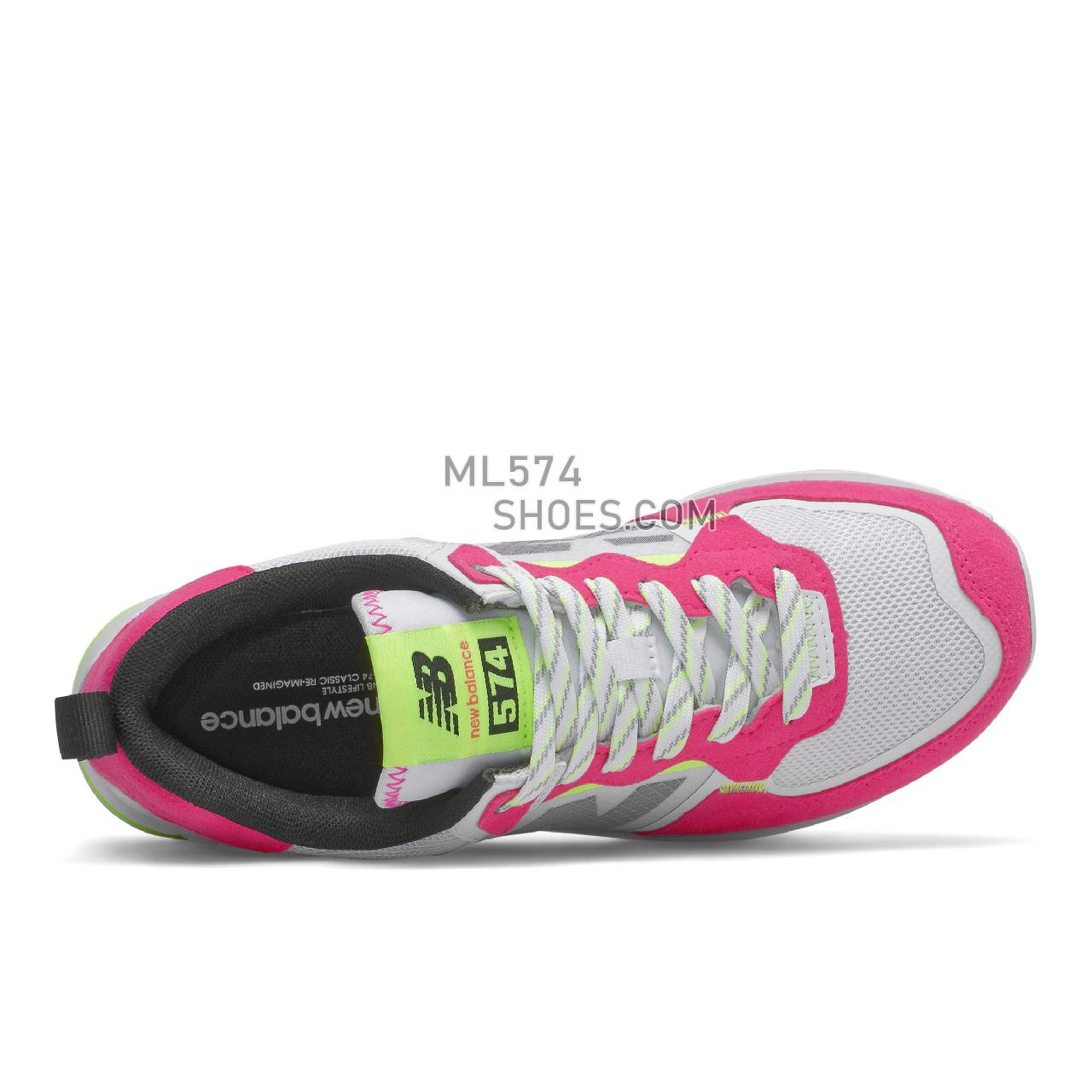 New Balance 574 - Women's Classic Sneakers - White with Pink Glo - WL574IW2