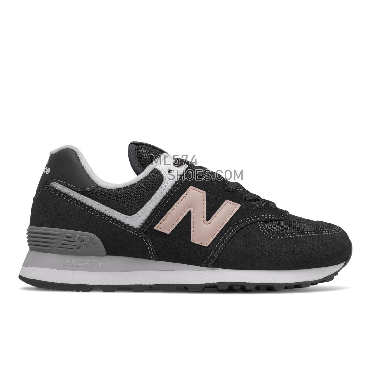 New Balance 574 - Women's Classic Sneakers - Black with Oyster Pink - WL574HB2