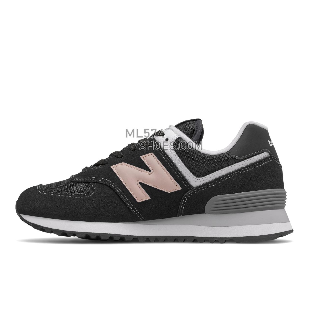 New Balance 574 - Women's Classic Sneakers - Black with Oyster Pink - WL574HB2