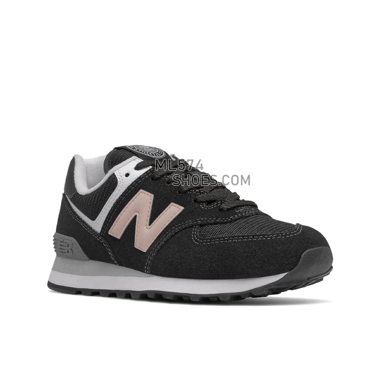 New Balance 574 - Women's Classic Sneakers - Black with Oyster Pink - WL574HB2