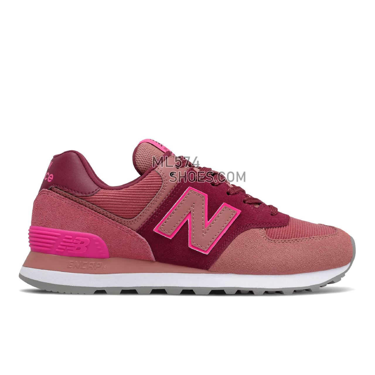 New Balance 574 - Women's Classic Sneakers - Garnet with Washed Henna - WL574WH2