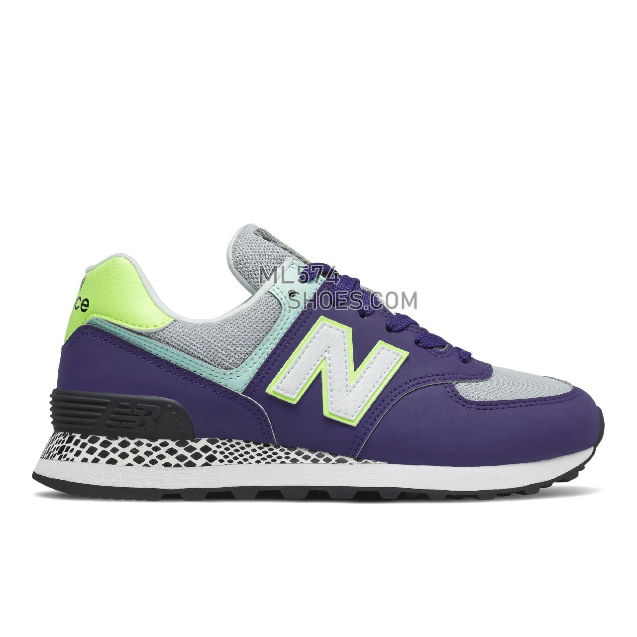New Balance 574 - Women's Classic Sneakers - Virtual Violet with Bleached Lime Glo - WL574CT2