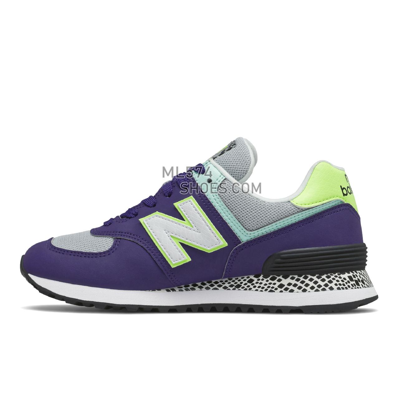New Balance 574 - Women's Classic Sneakers - Virtual Violet with Bleached Lime Glo - WL574CT2