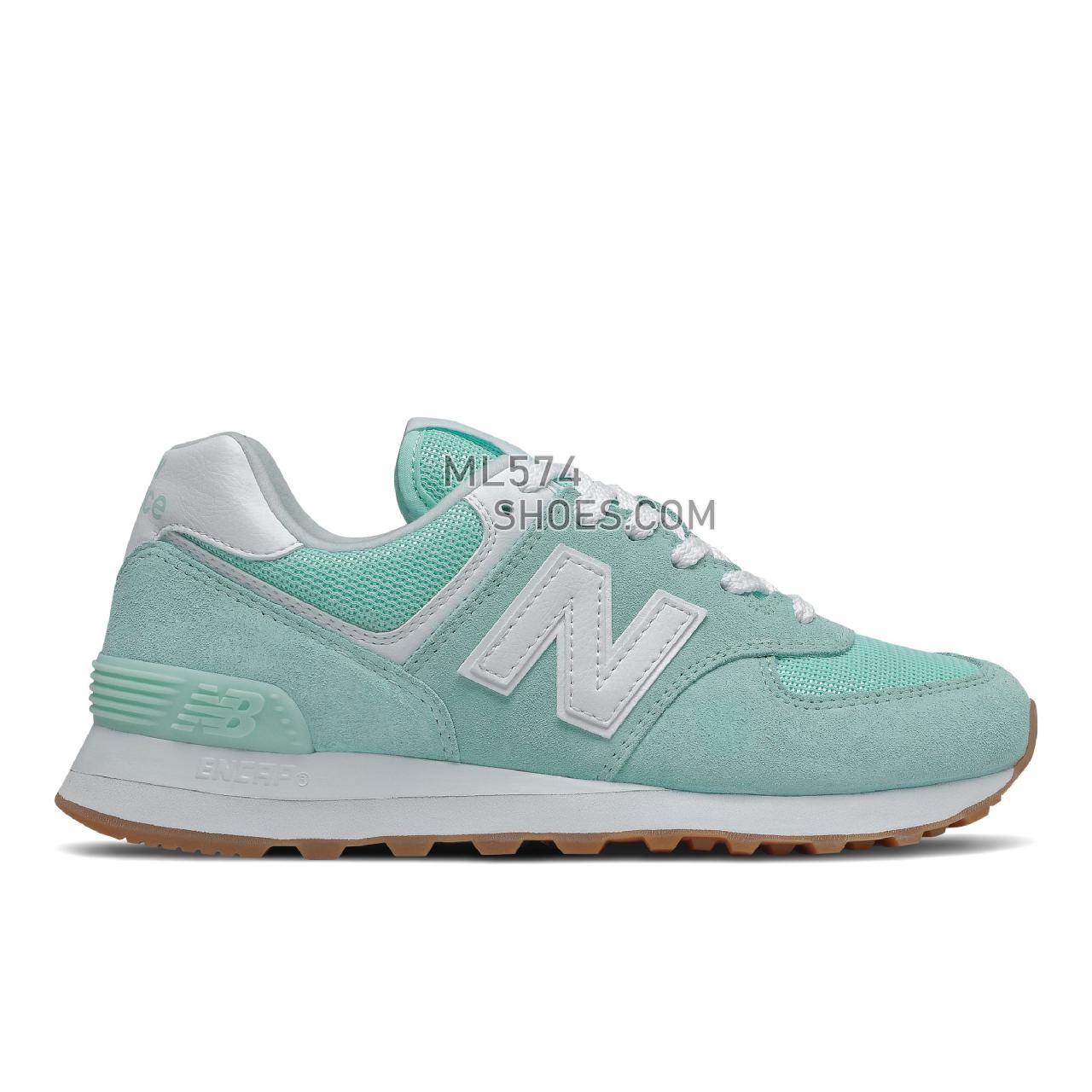 New Balance 574 - Women's Classic Sneakers - White Mint with White - WL574PS2