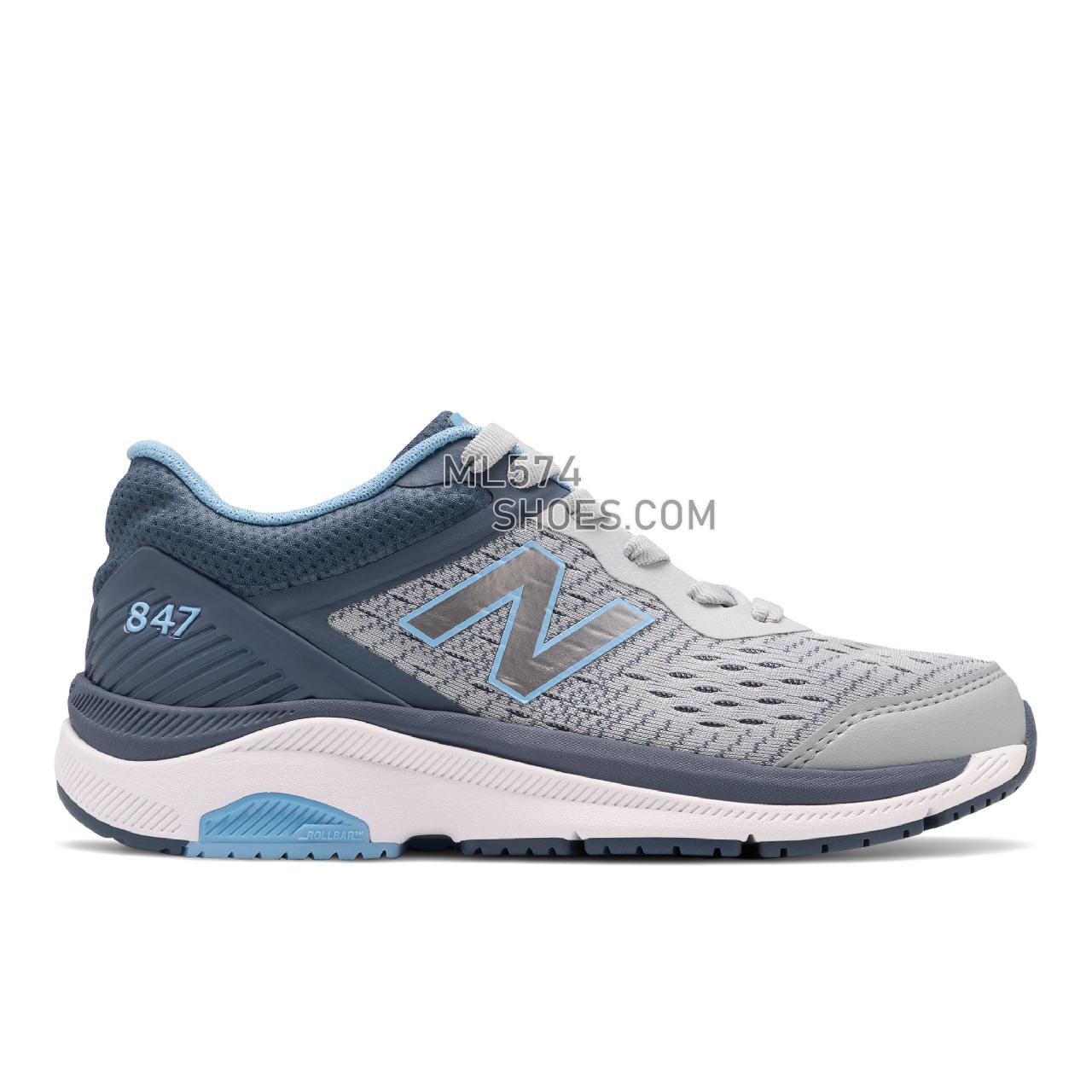 New Balance 847v4 - Women's Walking - Light Aluminum with Vintage Indigo and Team Carolina - WW847LG4