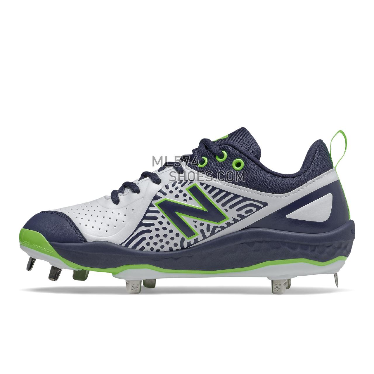 New Balance Fresh Foam Velo v2 Metal - Women's Softball - Team Navy with Lime Green and Black - SMVELOI2