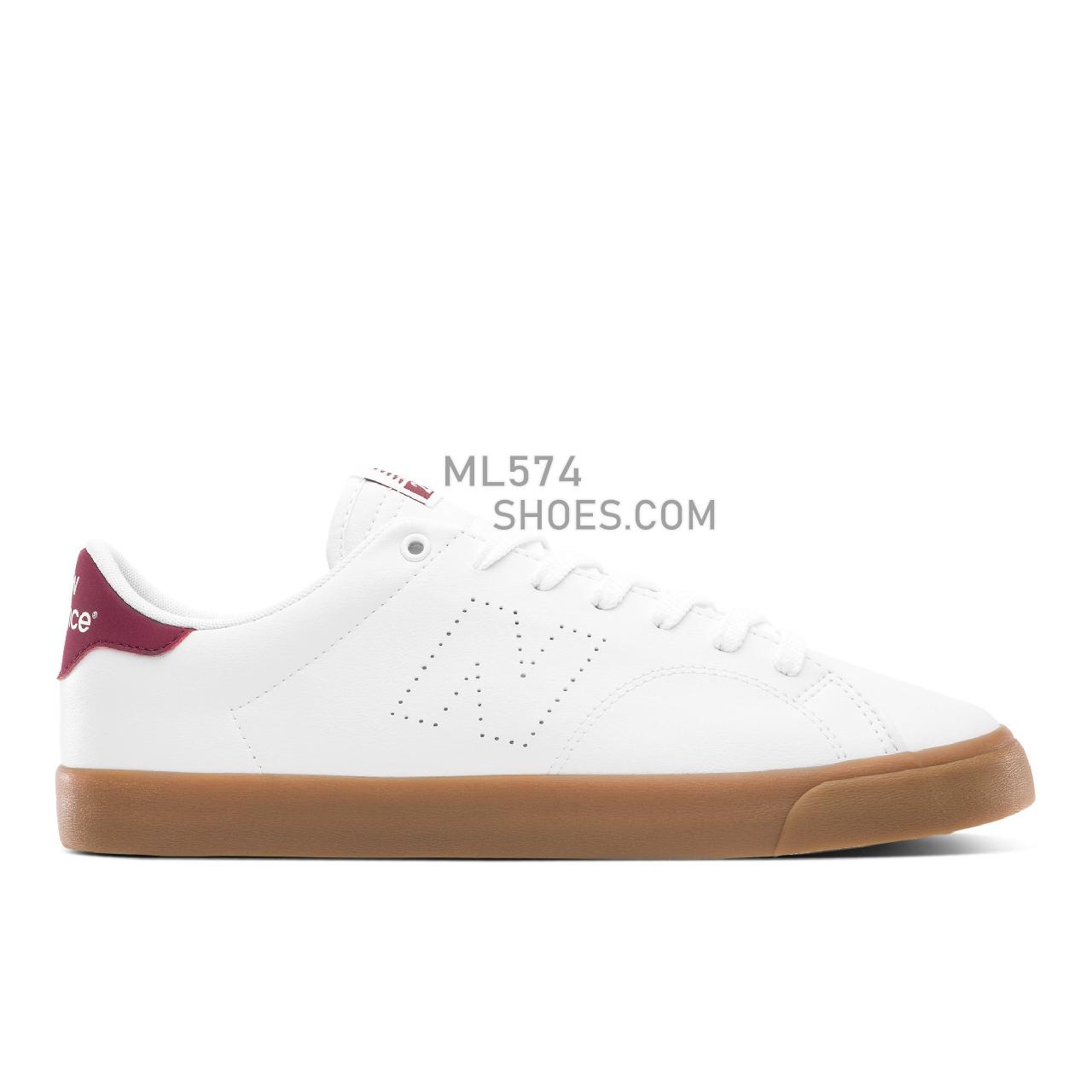 New Balance NB ALL COASTS 210 - Men's Court Classics - White with Burgundy - AM210WCB