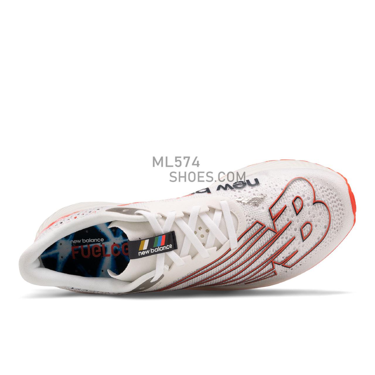 New Balance FuelCell RC Elite v2 - Men's Competition Running - White with Neo Flame - MRCELZ2