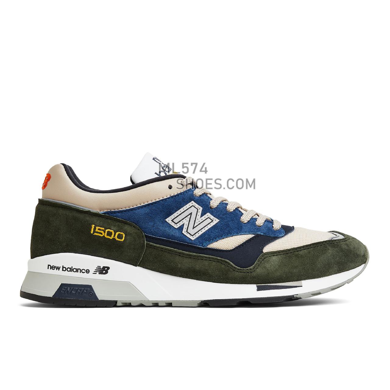 New Balance Made in UK 1500 - Men's Made in USA And UK Sneakers - Khaki with sand and blue - M1500UPG