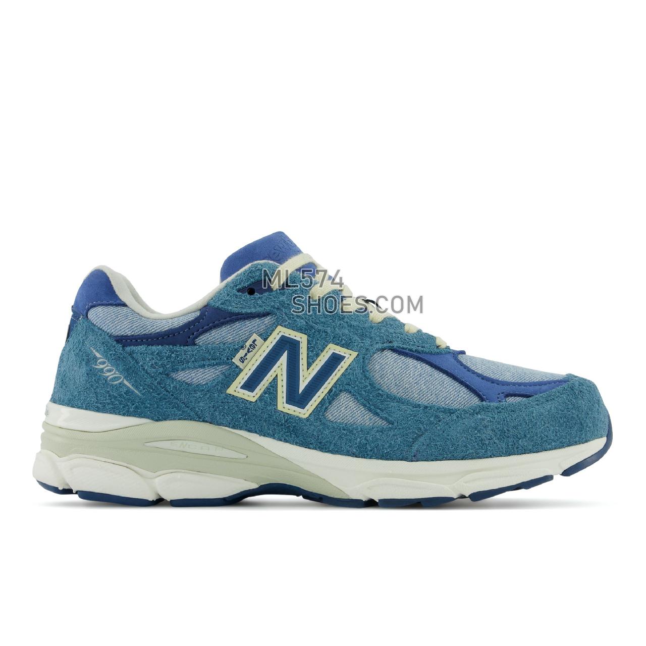 New Balance Made in USA 990v3 Levis - Unisex Men's Women's Made in USA And UK Sneakers - Mallard Blue with Dark Blue - M990LI3