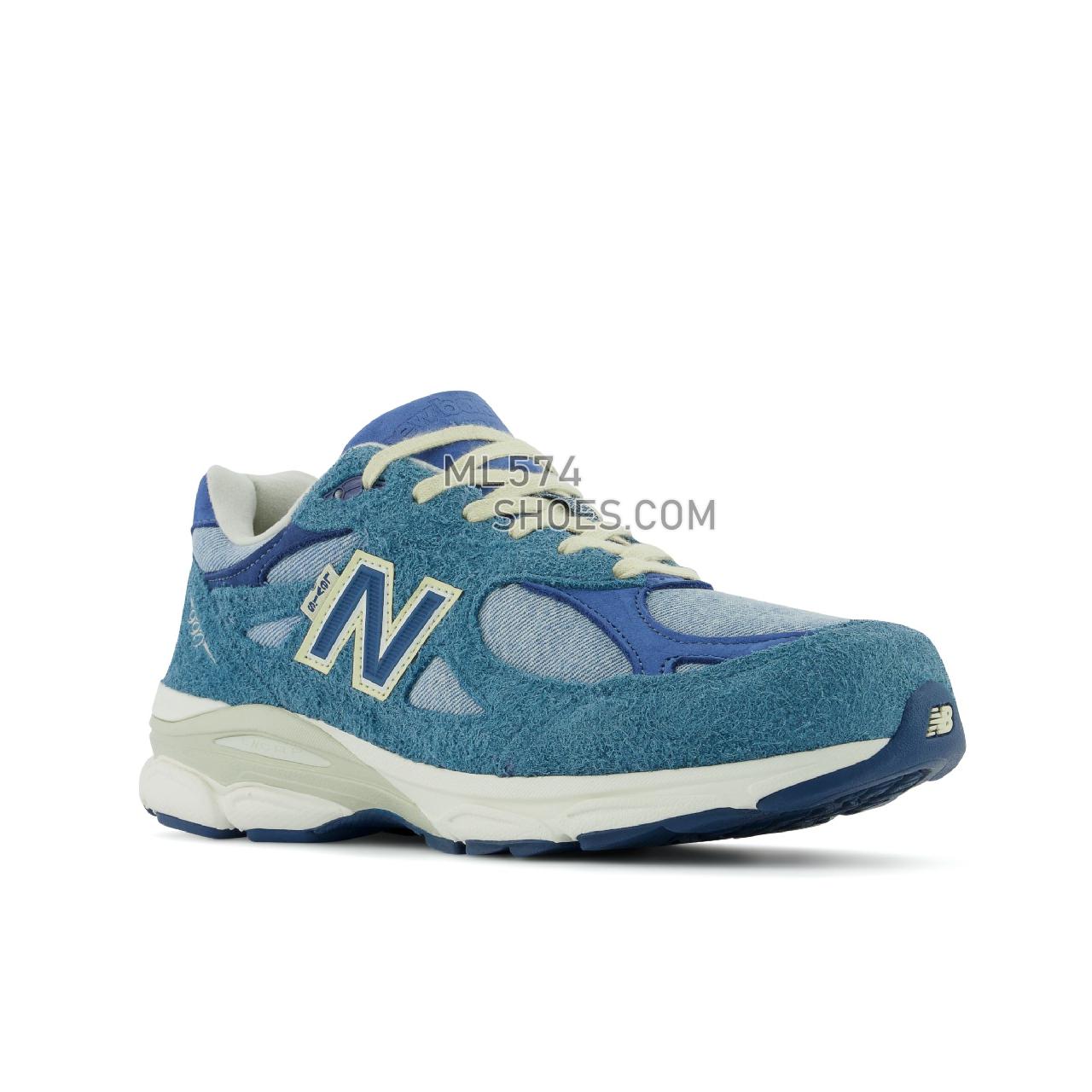 New Balance Made in USA 990v3 Levis - Unisex Men's Women's Made in USA And UK Sneakers - Mallard Blue with Dark Blue - M990LI3