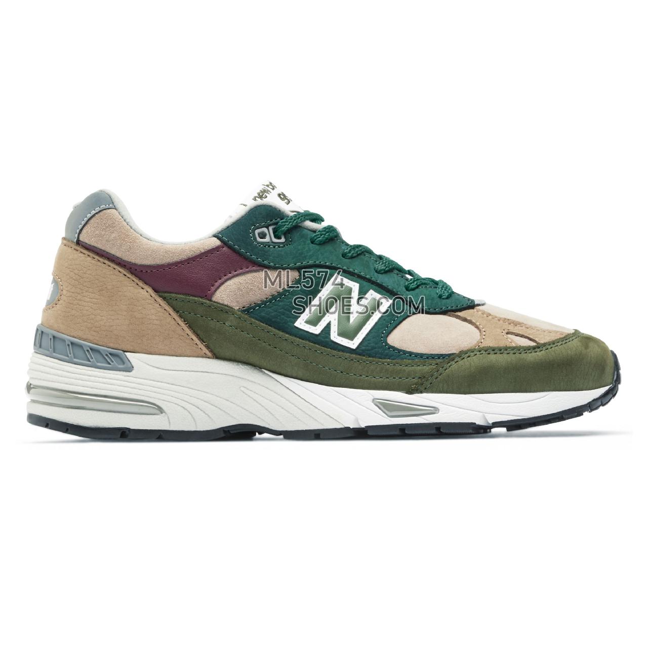 New Balance Made in UK 991 - Men's Made in USA And UK Sneakers - Beige with green and teal - M991NTG