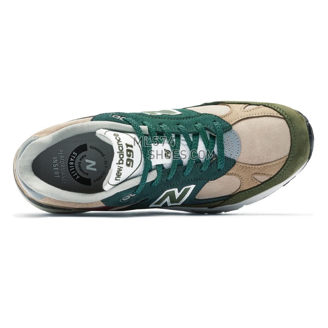 New Balance Made in UK 991 - Men's Made in USA And UK Sneakers - Beige with green and teal - M991NTG