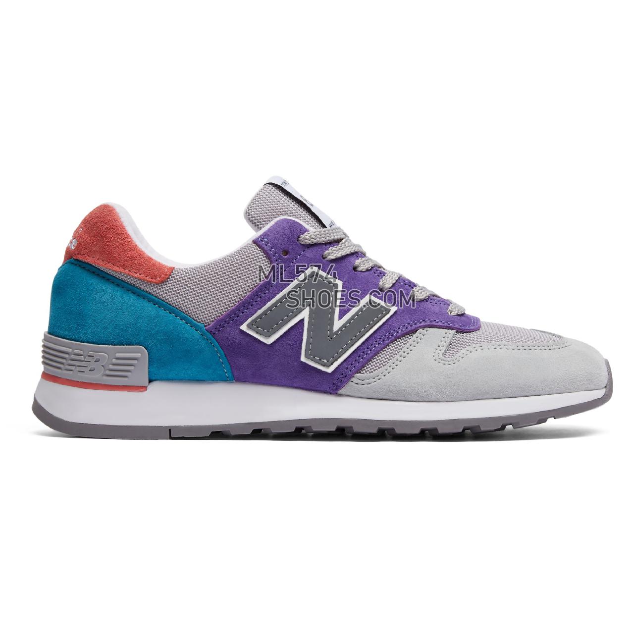 New Balance MADE in UK 670 - Men's Made in USA And UK Sneakers - Grey with purple and teal - M670GPT