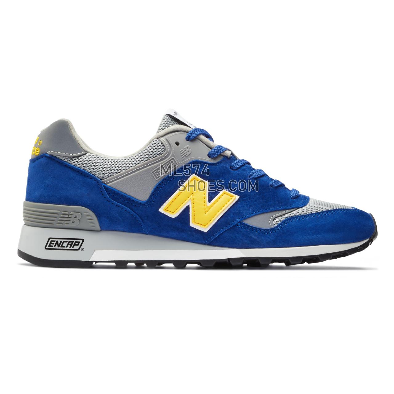 New Balance MADE in UK 577 - Men's Made in USA And UK Sneakers - Blue with Yellow and Grey - M577BYG