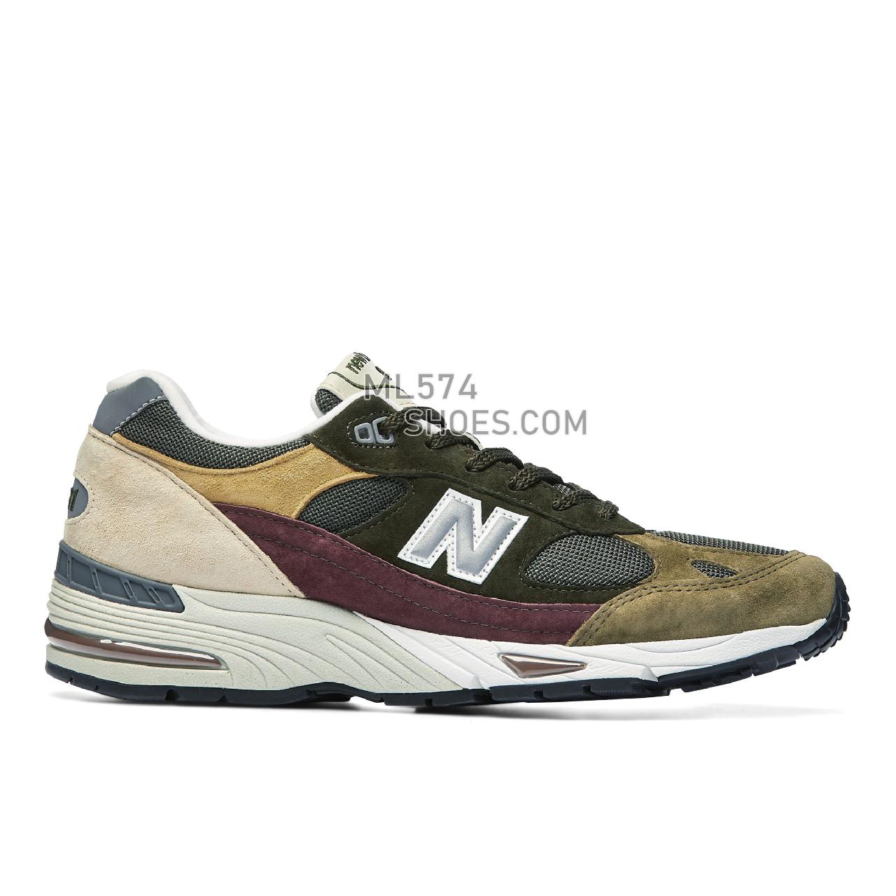 New Balance Made in UK 991 - Men's Made in USA And UK Sneakers - Green with Wine and Yellow - M991GYB