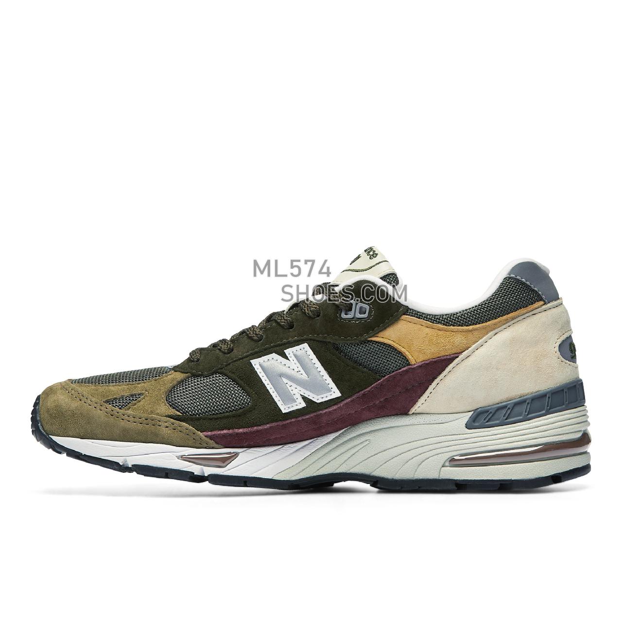 New Balance Made in UK 991 - Men's Made in USA And UK Sneakers - Green with Wine and Yellow - M991GYB