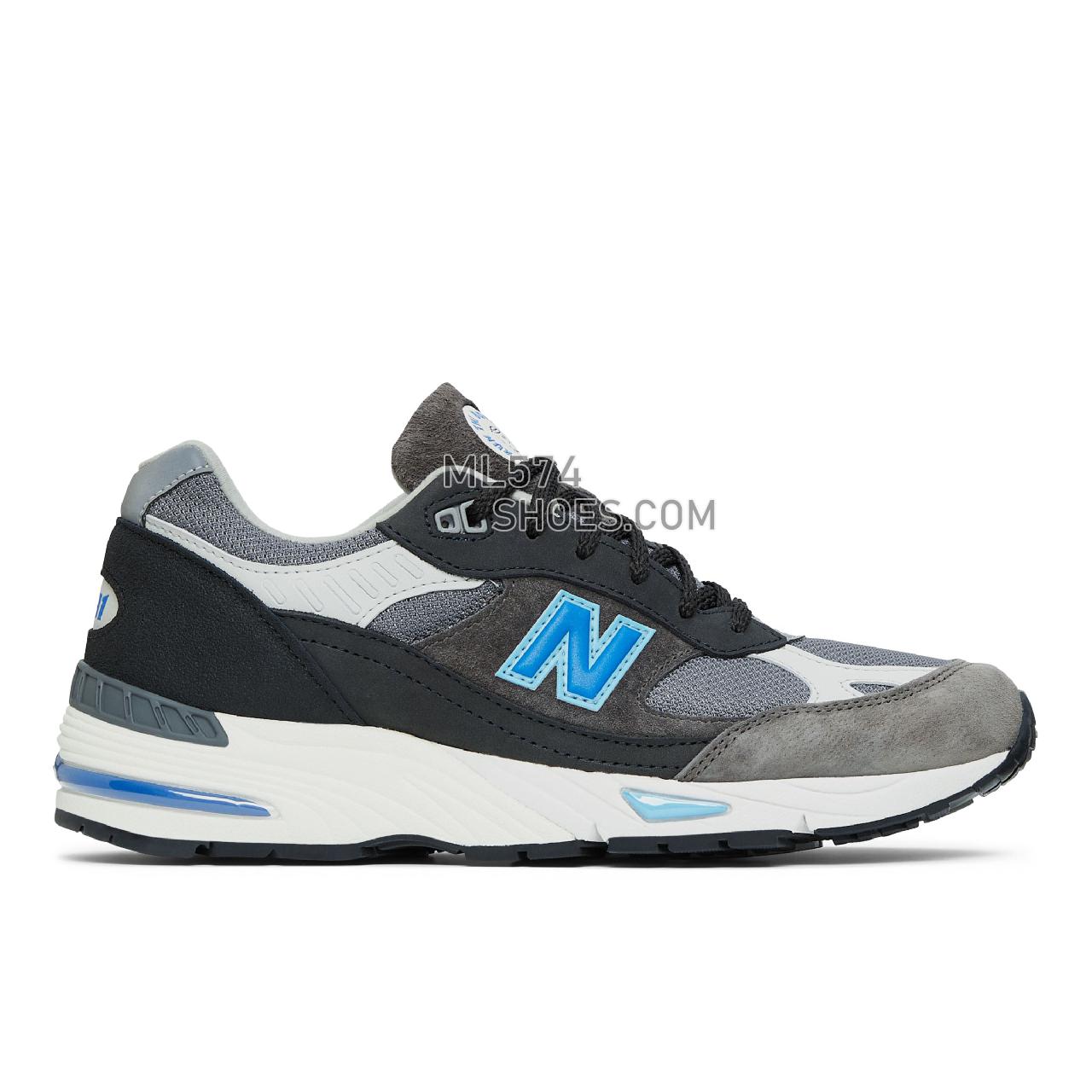 New Balance MADE in UK 991 - Men's Made in USA And UK Sneakers - Grey with black and imperial blue - M991LM