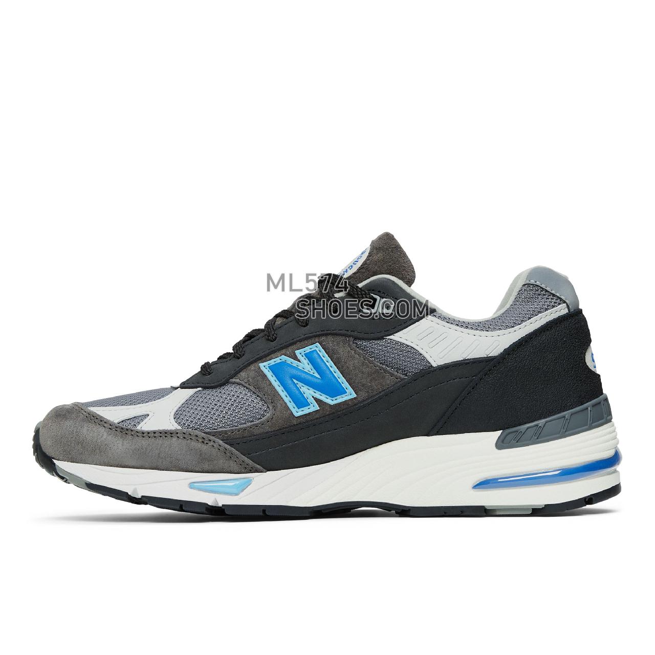 New Balance MADE in UK 991 - Men's Made in USA And UK Sneakers - Grey with black and imperial blue - M991LM
