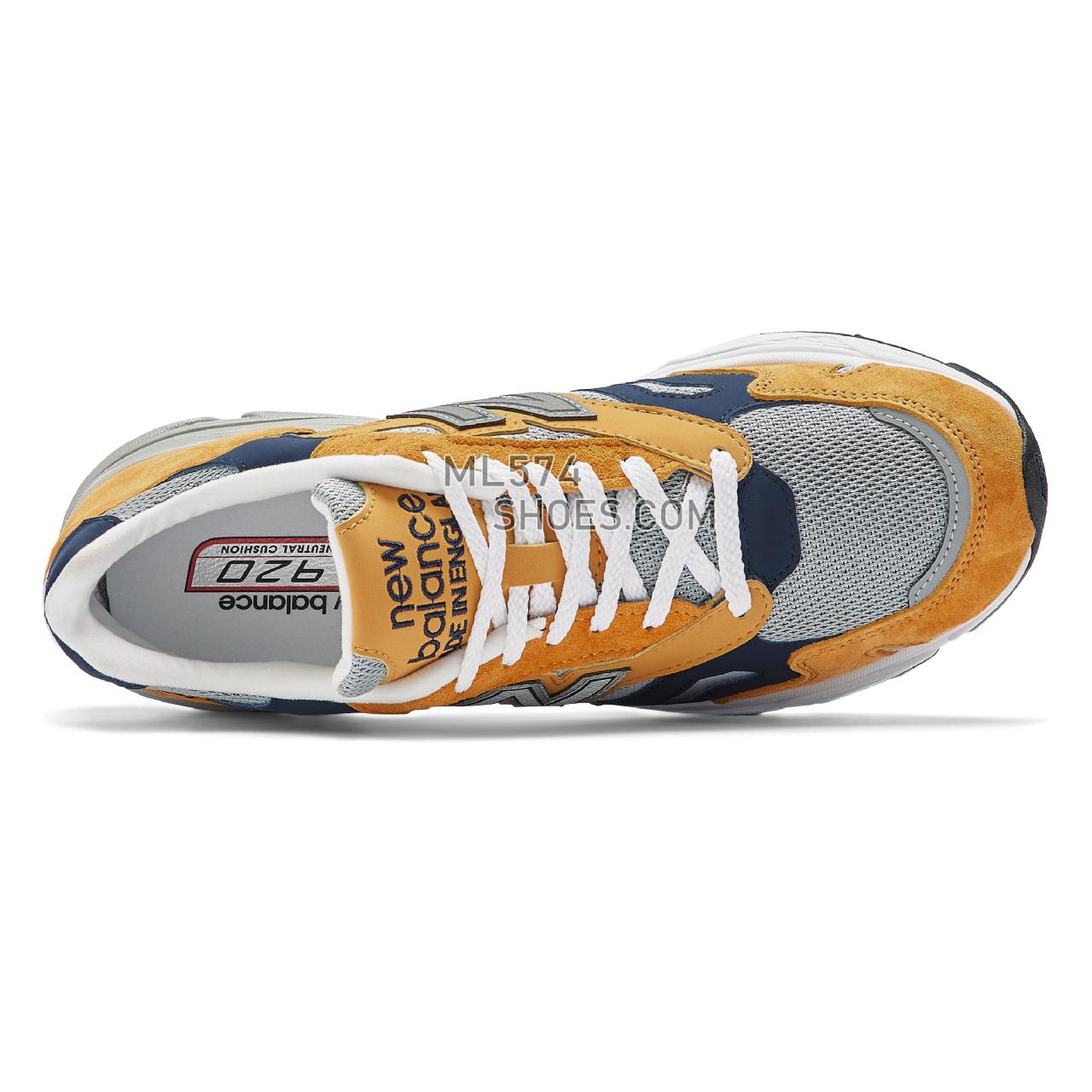 New Balance Made in UK 920 - Men's Made in USA And UK Sneakers - Yellow with grey and navy - M920YN